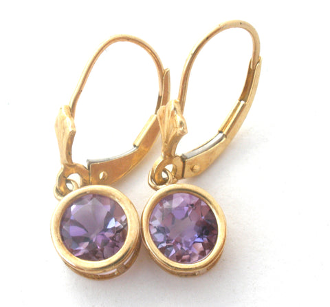 10K Gold Amethyst Dangle Earrings