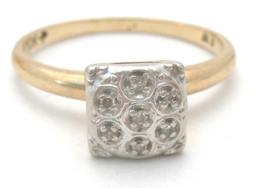 10K Gold Diamond Ring Vintage Size 6.75