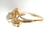 10K Gold Triple Pearl Ring JJ Size 5.5 - The Jewelry Lady's Store