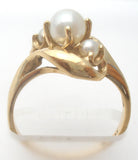 10K Gold Triple Pearl Ring JJ Size 5.5 - The Jewelry Lady's Store