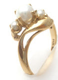 10K Gold Triple Pearl Ring JJ Size 5.5 - The Jewelry Lady's Store
