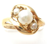 10K Gold Triple Pearl Ring JJ Size 5.5 - The Jewelry Lady's Store