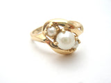 10K Gold Triple Pearl Ring JJ Size 5.5 - The Jewelry Lady's Store