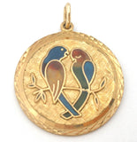 12K Gold Filled Enamel Bird Pendant Vintage