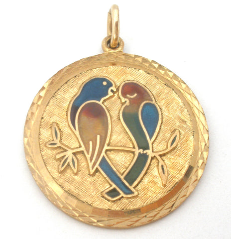 12K Gold Filled Enamel Bird Pendant Vintage