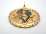 12K Gold Filled Enamel Bird Pendant Vintage