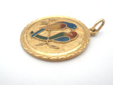 12K Gold Filled Enamel Bird Pendant Vintage