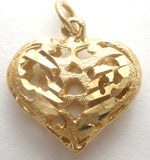 14K Diamond Cut Heart Pendant Charm - The Jewelry Lady's Store