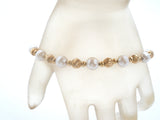 14K Gold Bead & Pearl Bracelet 7.25" Vintage
