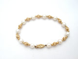 14K Gold Bead & Pearl Bracelet 7.25" Vintage