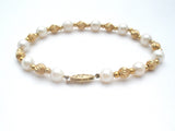 14K Gold Bead & Pearl Bracelet 7.25" Vintage