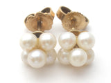 14K Gold Cluster Pearl Earrings Vintage - The Jewelry Lady's Store