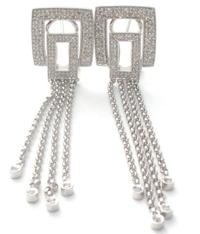 14K White Gold Diamond Dangle Earrings