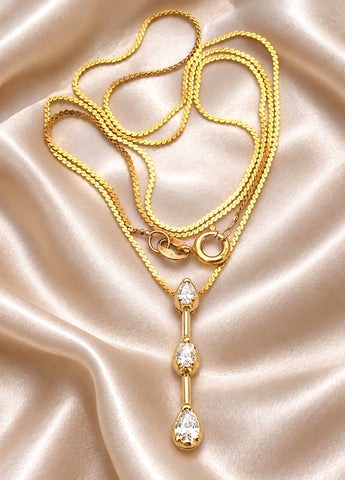 14K Gold Diamond Pendant Necklace 15.5" Long