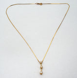 14K Gold Diamond Pendant Necklace 15.5" Long