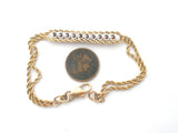 14K Gold Garnet Double Rope Bracelet Vintage - The Jewelry Lady's Store