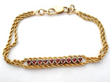 14K Gold Garnet Double Rope Bracelet Vintage - The Jewelry Lady's Store