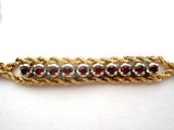 14K Gold Garnet Double Rope Bracelet Vintage - The Jewelry Lady's Store