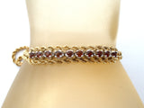 14K Gold Garnet Double Rope Bracelet Vintage - The Jewelry Lady's Store