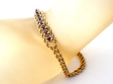 14K Gold Garnet Double Rope Bracelet Vintage - The Jewelry Lady's Store