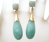 14K Gold Green Jade Dangle Earrings - The Jewelry Lady's Store