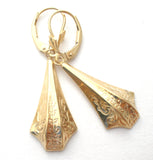 14K Gold Leverback Earrings Dangle - The Jewelry Lady's Store