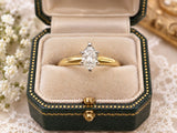 14K Gold Marquis Diamond Solitaire Ring Size 6.5