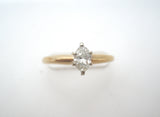 14K Gold Marquis Diamond Solitaire Ring Size 6.5