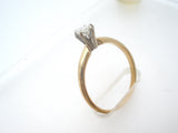 14K Gold Marquis Diamond Solitaire Ring Size 6.5