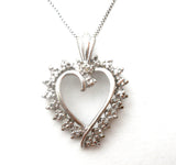 14K White Gold Necklace With Diamond Heart Pendant