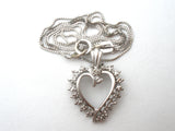 14K White Gold Necklace With Diamond Heart Pendant