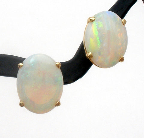 14K Gold Opal Stud Earrings Vintage