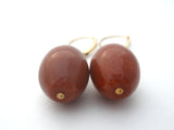 14K Gold Red Jasper Pierced Earrings Dangle - The Jewelry Lady's Store