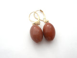 14K Gold Red Jasper Pierced Earrings Dangle - The Jewelry Lady's Store