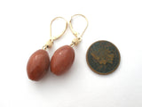 14K Gold Red Jasper Pierced Earrings Dangle - The Jewelry Lady's Store