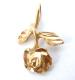 14K Gold Rose Flower Pendant Charm Vintage