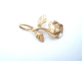 14K Gold Rose Flower Pendant Charm Vintage