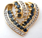 14K Gold Sapphire & Diamond Slide Heart Pendant - The Jewelry Lady's Store