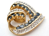 14K Gold Sapphire & Diamond Slide Heart Pendant - The Jewelry Lady's Store