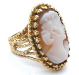 14K Gold Shell Cameo Ring Size 4
