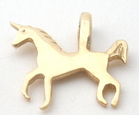 14K Plumb Gold Unicorn Charm Pendant Vintage