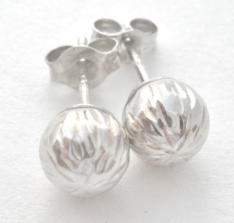 14K White Gold Ball Earrings Pierced Studs