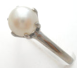 14K White Gold Pearl Ring Size 5 - The Jewelry Lady's Store