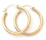 14K Yellow Gold Round Hoop Earrings - The Jewelry Lady's Store