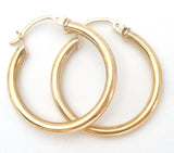14K Yellow Gold Round Hoop Earrings - The Jewelry Lady's Store