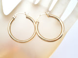 14K Yellow Gold Round Hoop Earrings - The Jewelry Lady's Store