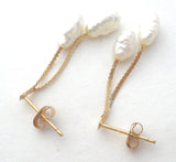 14K Gold Dangle Baroque Pearl Earrings