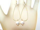 14K Gold Dangle Pearl Earrings JCM - The Jewelry Lady's Store