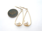 14K Gold Dangle Pearl Earrings JCM - The Jewelry Lady's Store