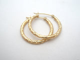 14K Gold Diamond Cut Hoop Earrings